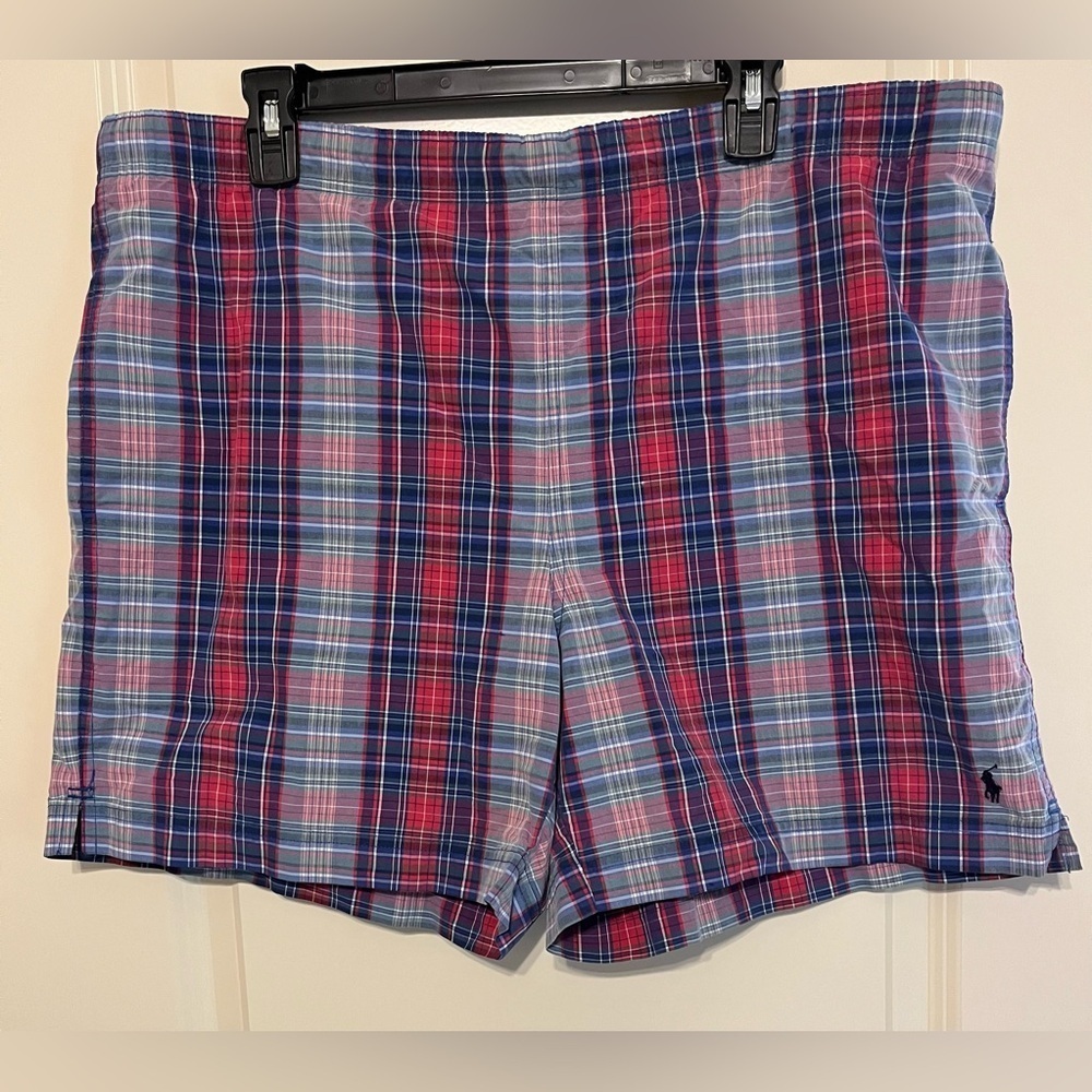 Polo Sport Ralph Lauren Swim Shorts Trunks Men’s Large Plaid Blue Mul…